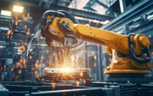 Schwere Automatisierung Roboterarm Maschine in Fabrik